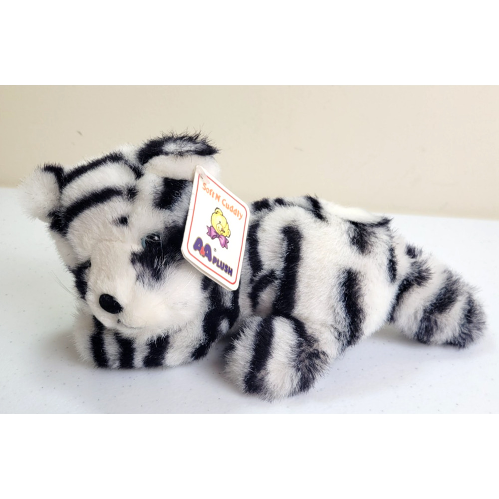A&A Plush White Tiger Soft & Cuddly Blue Eyes Plush‎ Stuffed Animal Toy 10"